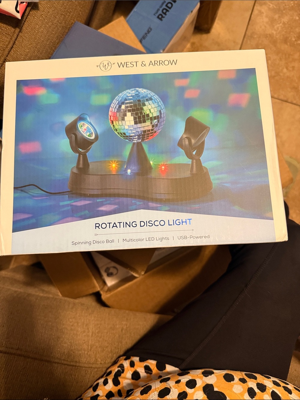 Black Rotating Disco Light with Multicolor LED Sphere